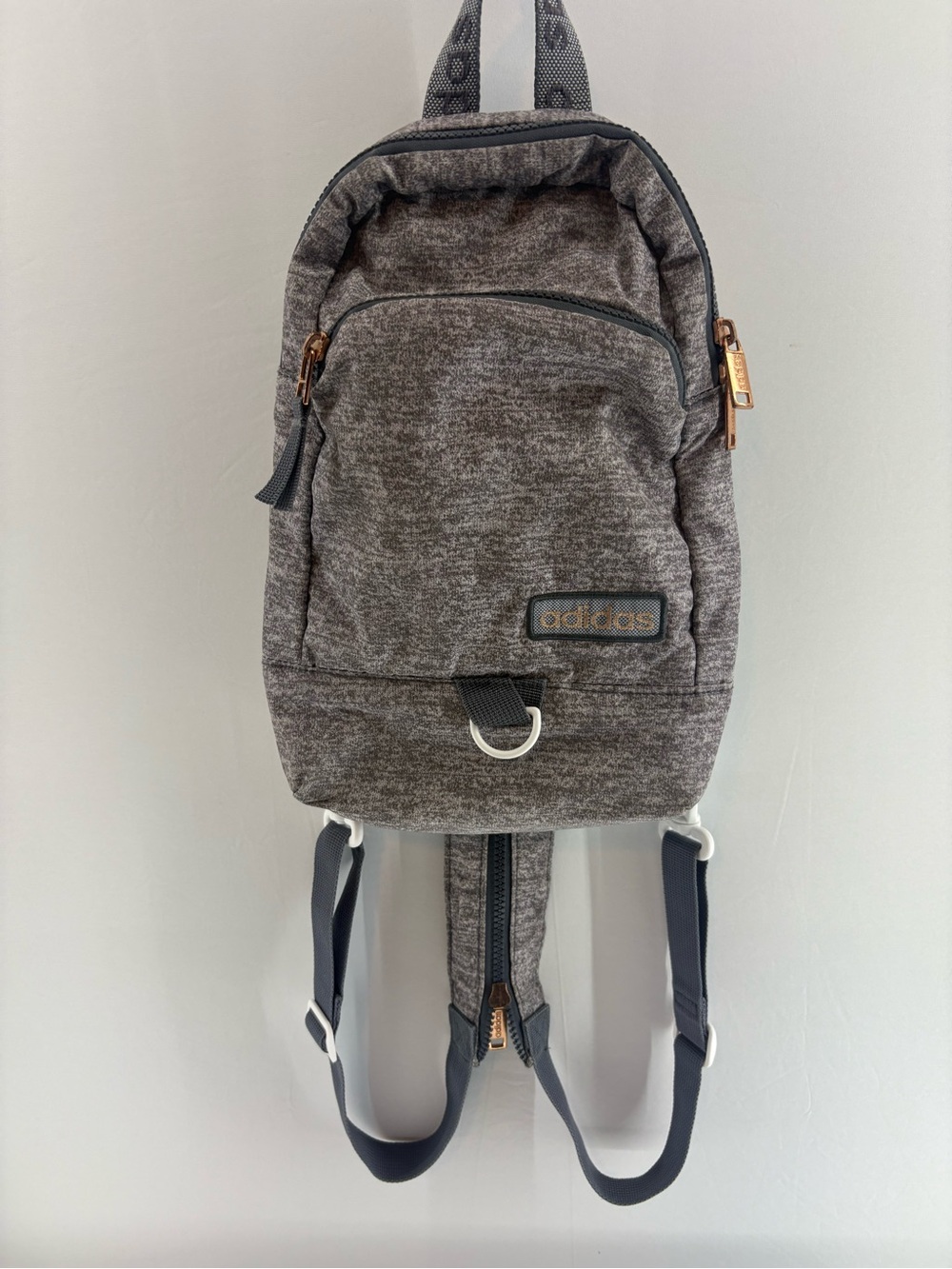 adidas Heather Gray Sling Backpack / sling with Rose Gold Accents - Picture 1 of 9